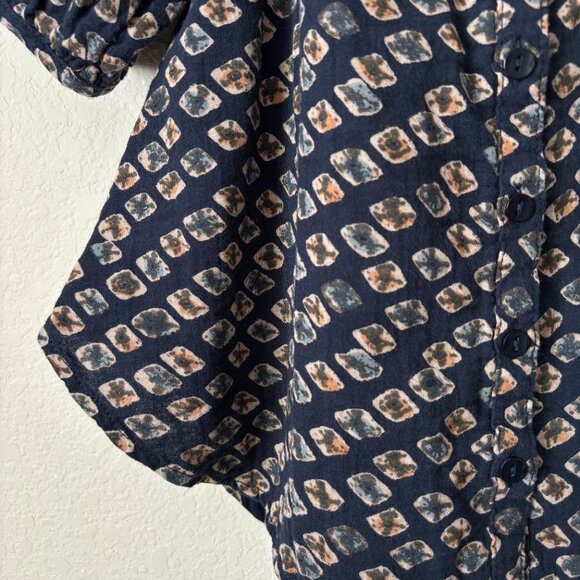 Anthropologie Pilcro Boho Printed Button Front Rounded Hem Blouse Top - Picture 8 of 11